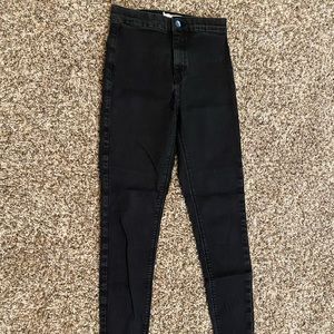 TOPSHOP Black Joni Jeans Raw Hem Size 28 Length 30